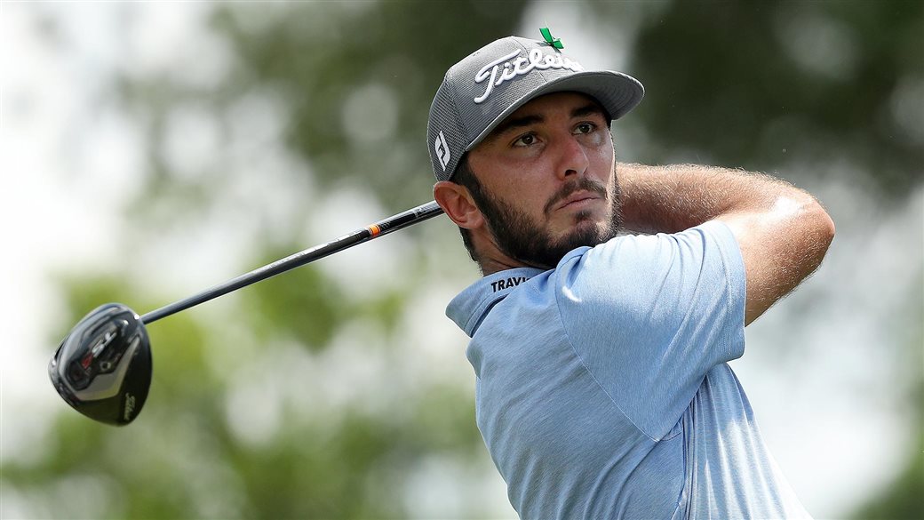 Max Homa tees off with his Titleist TS4 driver during action at the 2019 Wells Fargo Championship