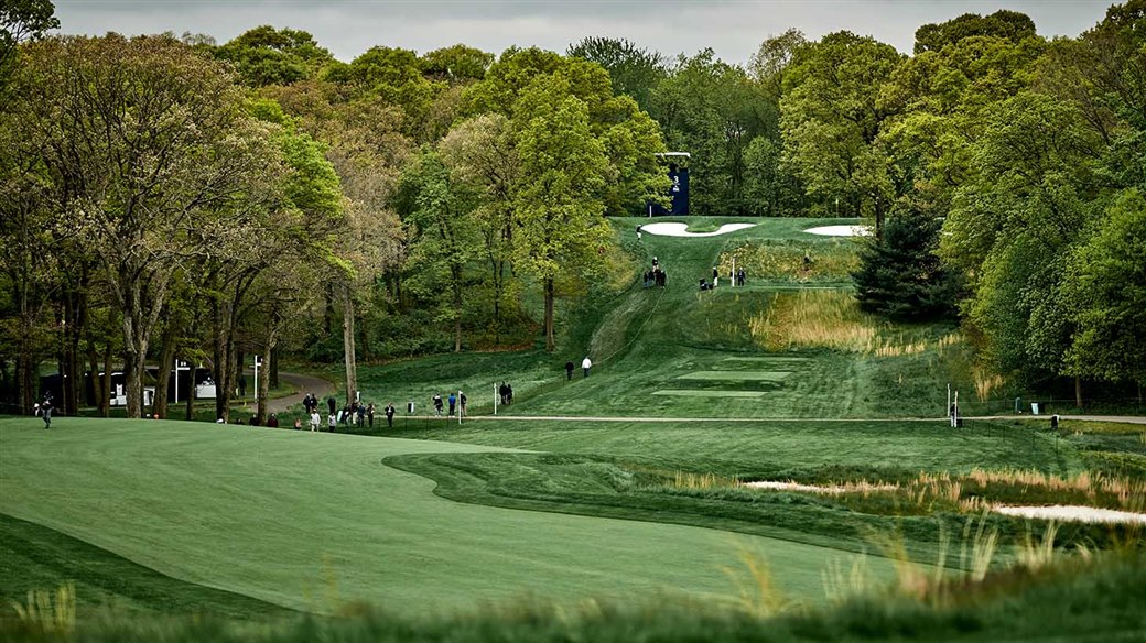 Scenic view of the 4th hole on the Black Course at Bethpage State Park, NY