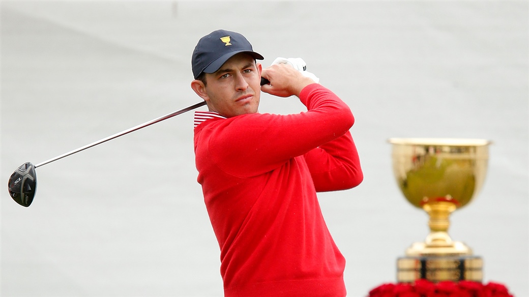 Patrick Cantlay tees off during action at the 2019 Presidents Cup