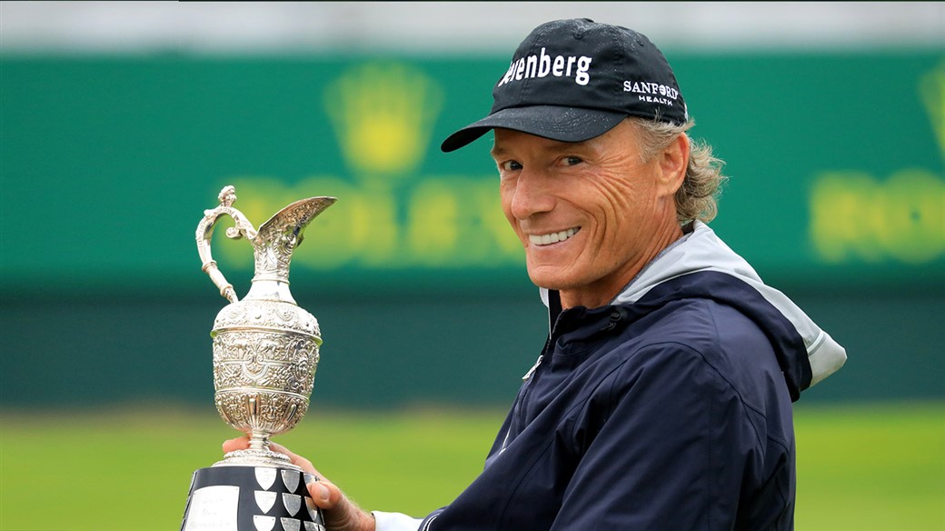 Bernhard Langer is all smiles after winning his 11th senior major title at the 2019 Senior Open Championship